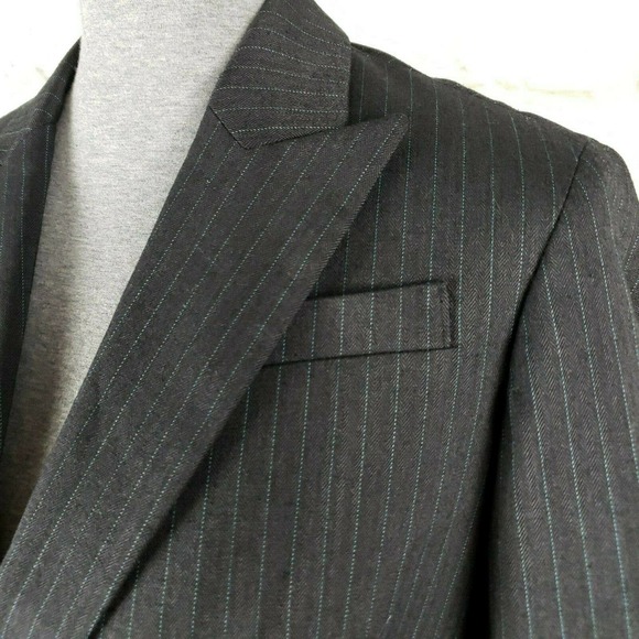 Evan-Picone Blazer Size 6P Charcoal & Teal Stripe - Picture 6 of 11